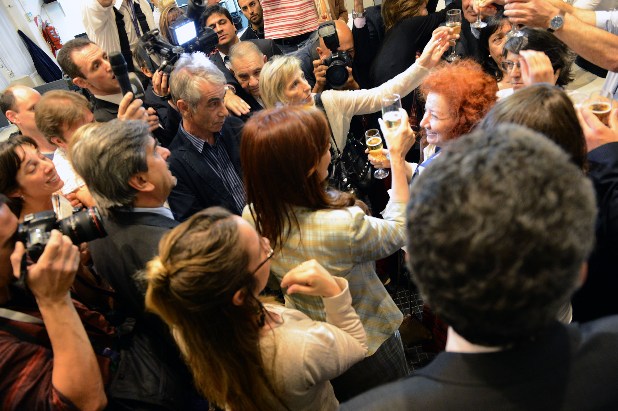 Cristina Fernández brindó con los periodistas acreditados en Casa de Gobierno 