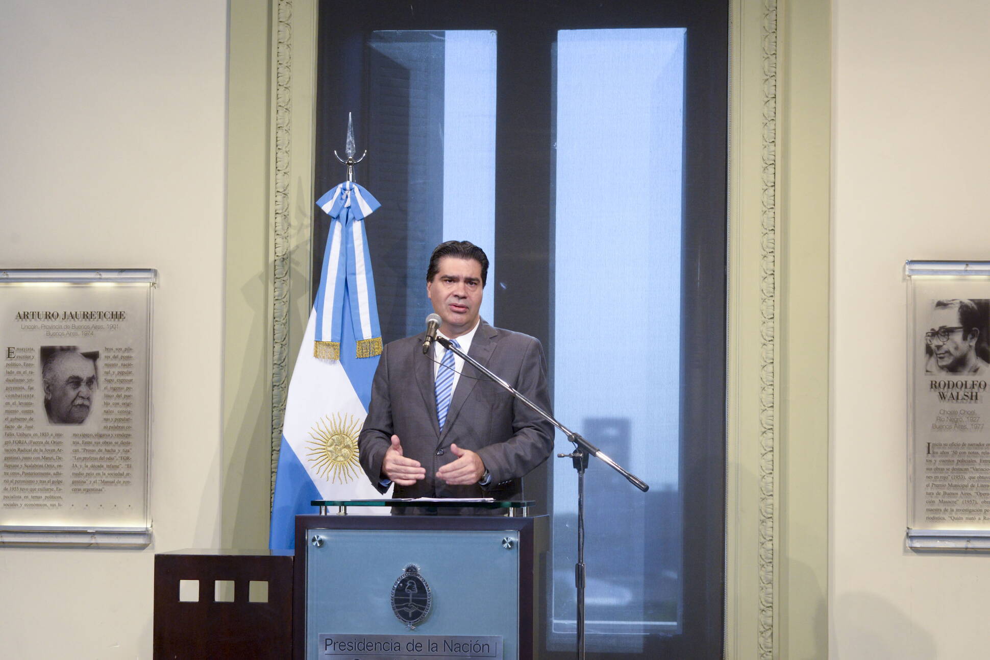 Declaraciones del jefe de Gabinete, en Casa Rosada.