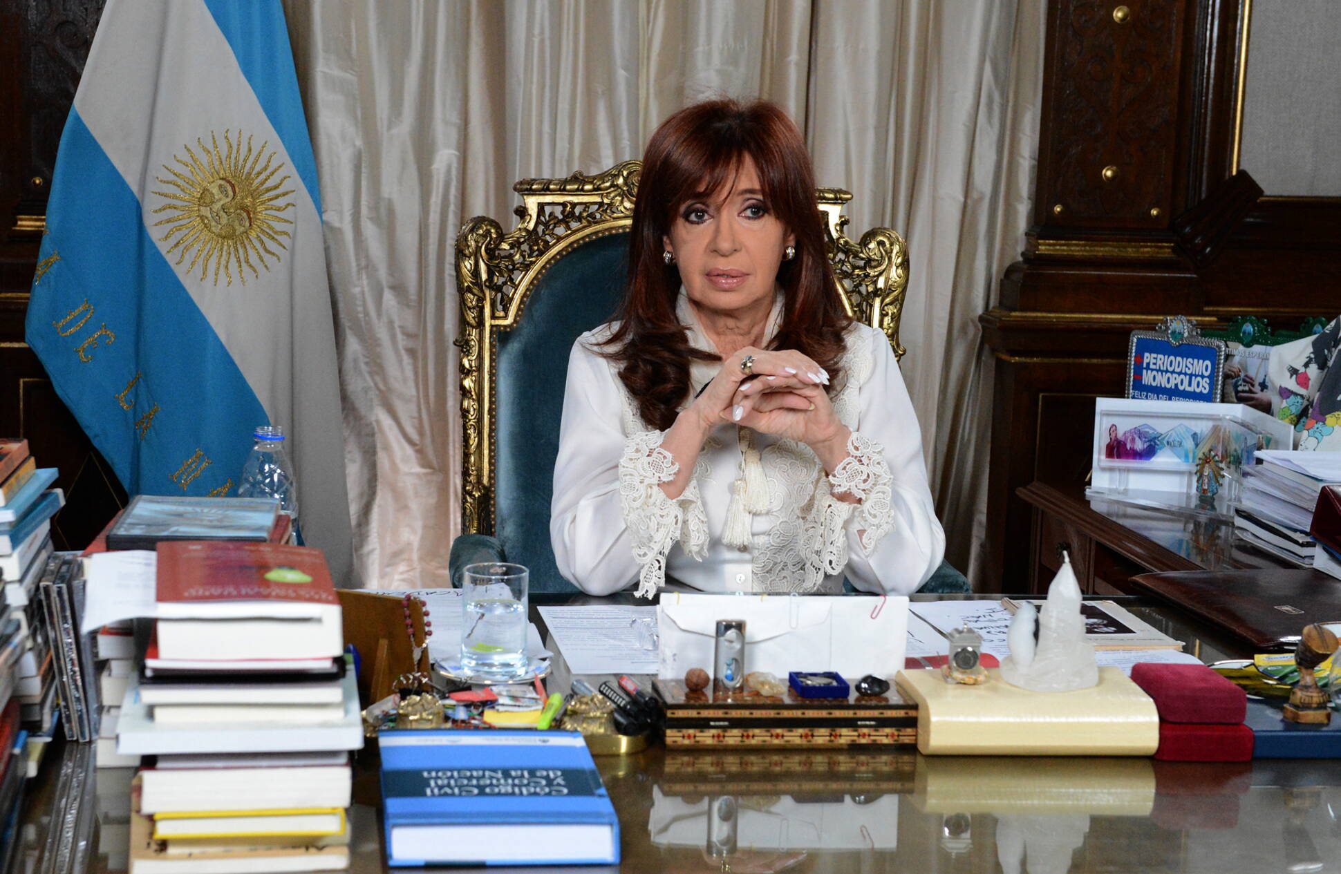 Cristina Fernández de Kirchner en el despacho presidencial