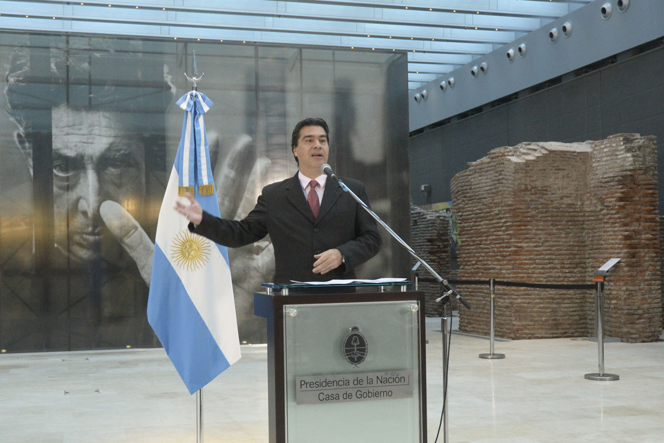 El Jefe de Gabinete en conferencia de prensa en el Museo del Bicentenario