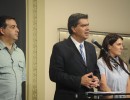 Jorge Capitanich, Cecilia Rodríguez y Carlos Montaña en Casa de Gobierno